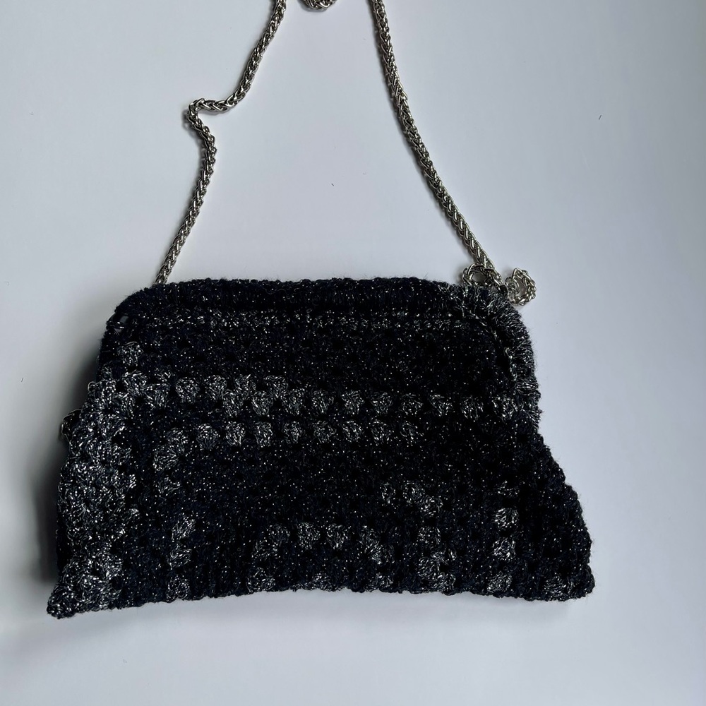 Chic Black Crochet Crossbody Bag